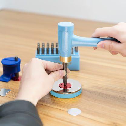 BESTNULE Professional Steel Bench Block, Covered with TPR Soft Plastic at The Bottom, Metal Stamping Table Mirror, Polishing with Chrome Plating for Jewelry Stamping Tools, (Dia: 3”, H: 19/32”)