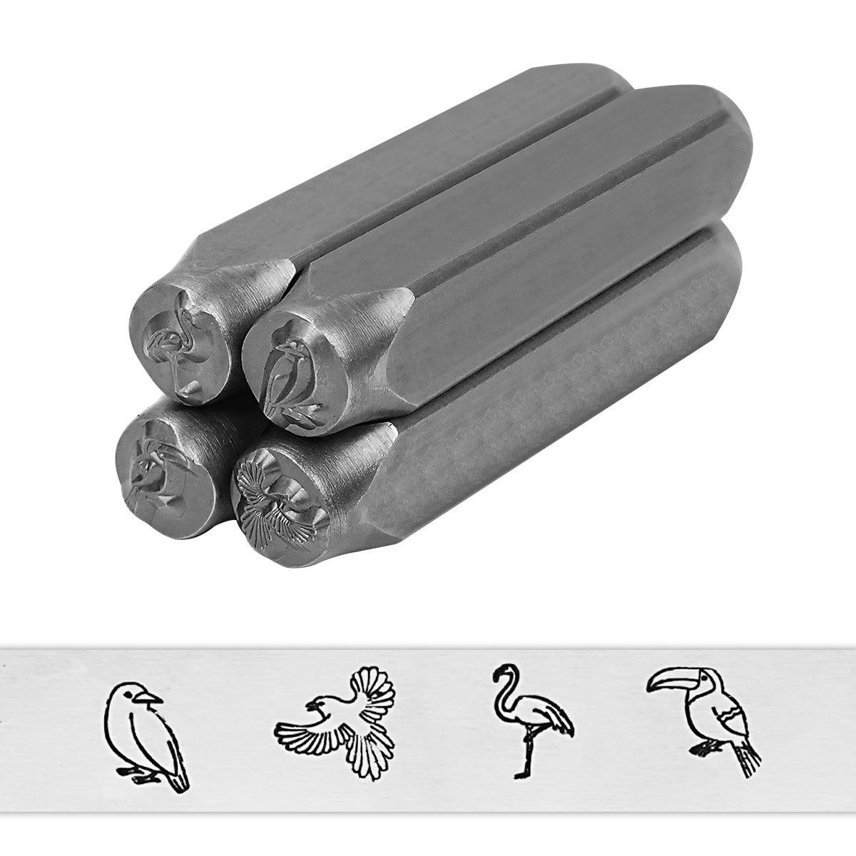 BESTNULE 4pcs Metal Design Stamps Punch Stamping Tool, Hard Carbon Steel Tools to Stamp or Punch Metal, Jewelry, Clay, Leather, Wood (Forest Animals 1)