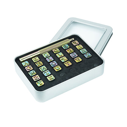 BESTNULE 27pcs Leather Stamps, Leather Stamping Kit, Leathercraft Stamping Tool Set, 26PCS Capital Letter Leather Stamps 6mm + 1 Stamping Handle for Leather Craft