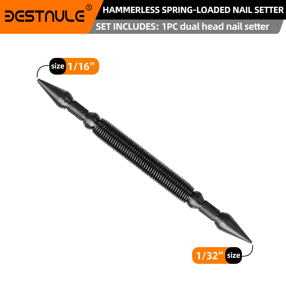 BESTNULE 1-Piece Nail Setter Dual Head Nail Set, Dual Head Center Punch, Nail Tool Features 1/32-in, 1/16-in
