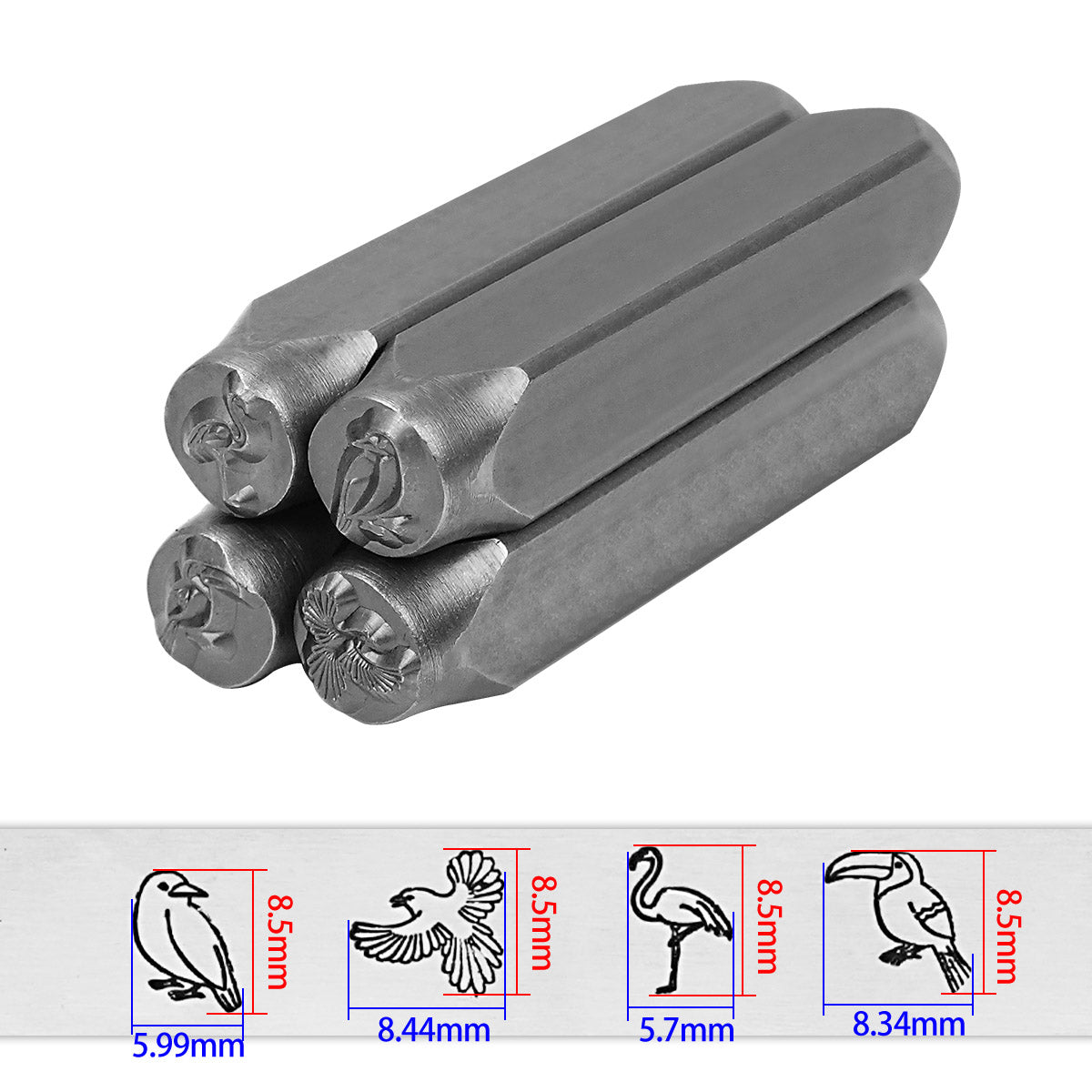 BESTNULE 4pcs Metal Design Stamps Punch Stamping Tool, Hard Carbon Steel Tools to Stamp or Punch Metal, Jewelry, Clay, Leather, Wood (Forest Animals 1)