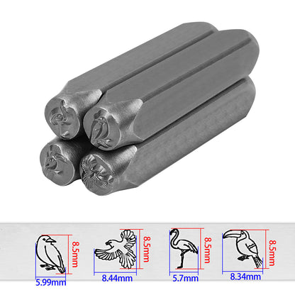 BESTNULE 4pcs Metal Design Stamps Punch Stamping Tool, Hard Carbon Steel Tools to Stamp or Punch Metal, Jewelry, Clay, Leather, Wood (Forest Animals 1)