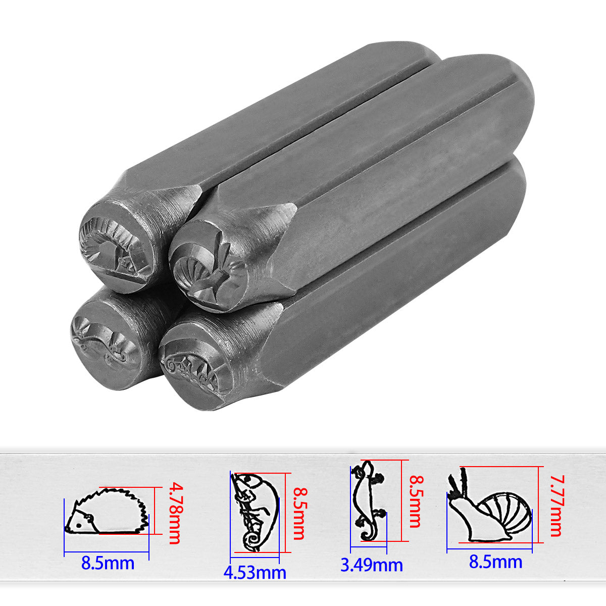 BESTNULE 4pcs Metal Design Stamps Punch Stamping Tool, Hard Carbon Steel Tools to Stamp or Punch Metal, Jewelry, Clay, Leather, Wood (Forest Animals 2)
