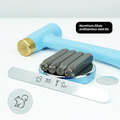 BESTNULE 4pcs Metal Design Stamps Punch Stamping Tool, Hard Carbon Steel Tools to Stamp or Punch Metal, Jewelry, Clay, Leather, Wood (Forest Animals 3)