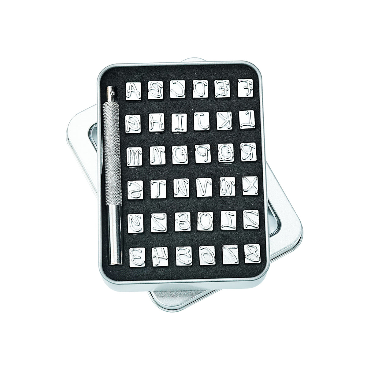 BESTNULE 37pcs Leather Stamps, Leather Stamping Kit, Leathercraft Stamping Tool Set, 26PCS Capital Letter Leather Stamps 6mm + 10pcs Number Stamps 6mm + 1 Stamping Handle for Leather Craft