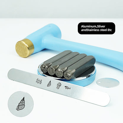 BESTNULE 4pcs Metal Design Stamps Punch Stamping Tool, Hard Carbon Steel Tools to Stamp or Punch Metal, Jewelry, Clay, Leather, Wood (Marine Life)