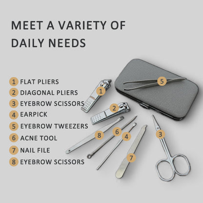 BESTNULE Stainless Steel Nail Clippers  Manicure set Professional nail clipper Kit Cleaning Grooming Nail Tools Kit