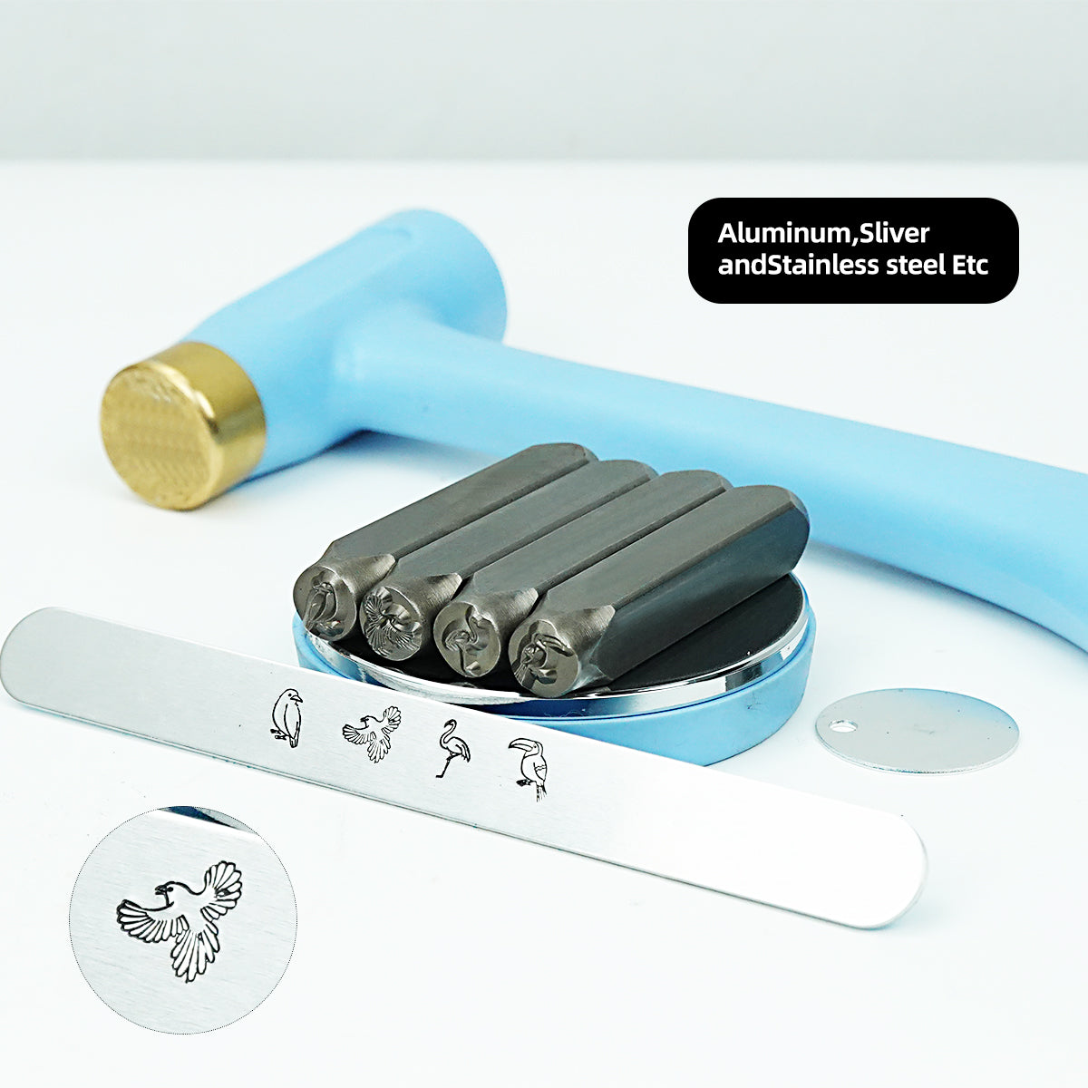 BESTNULE 4pcs Metal Design Stamps Punch Stamping Tool, Hard Carbon Steel Tools to Stamp or Punch Metal, Jewelry, Clay, Leather, Wood (Forest Animals 1)