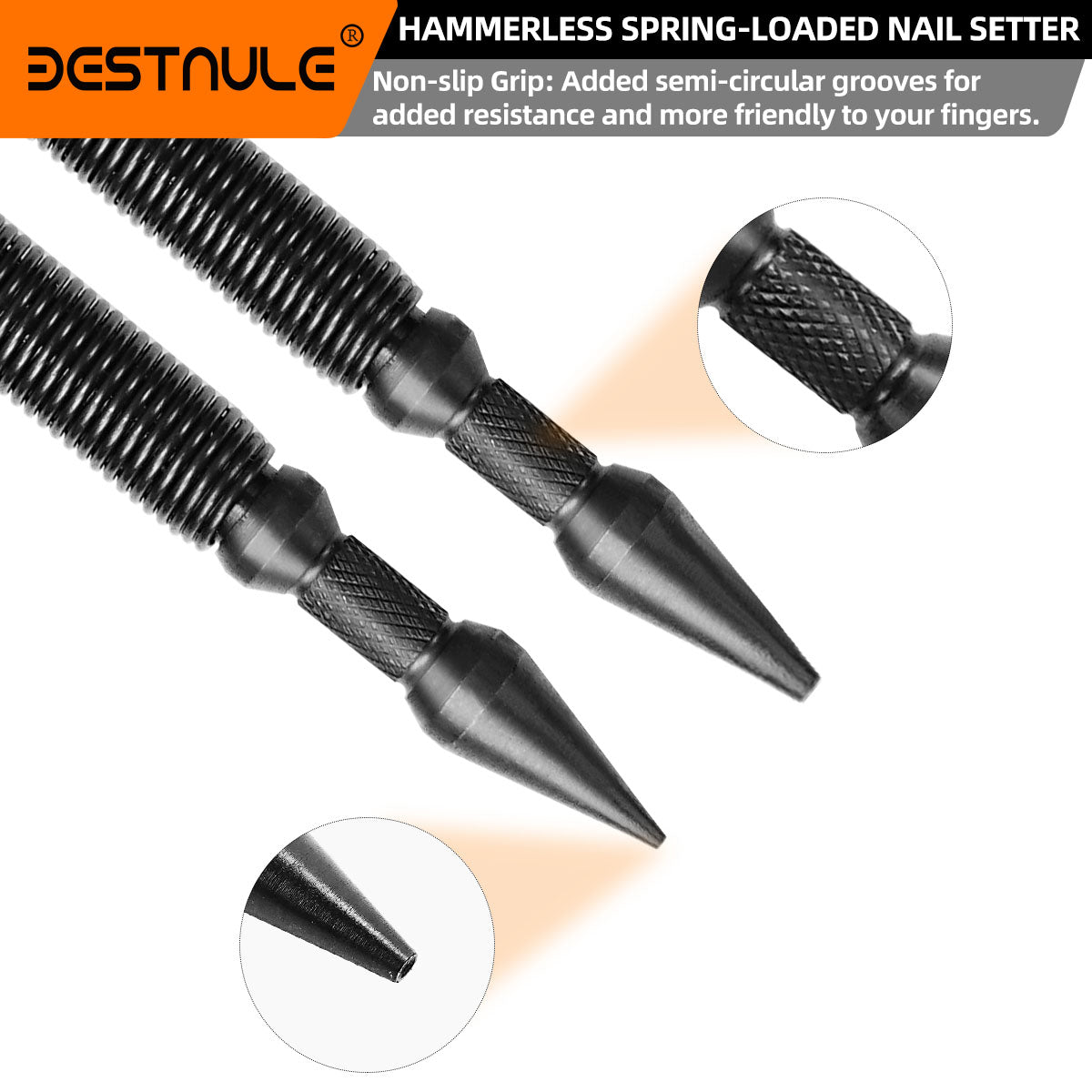 BESTNULE 2-Piece Nail Setter Dual Head Nail Set, Dual Head Nail Setter, Spring Loaded Center Hole Punch, Hand Tool for Metal or Wood, Nail Setter Features 1/16-in, 1/32-in, 1/8-in, 3/32-in