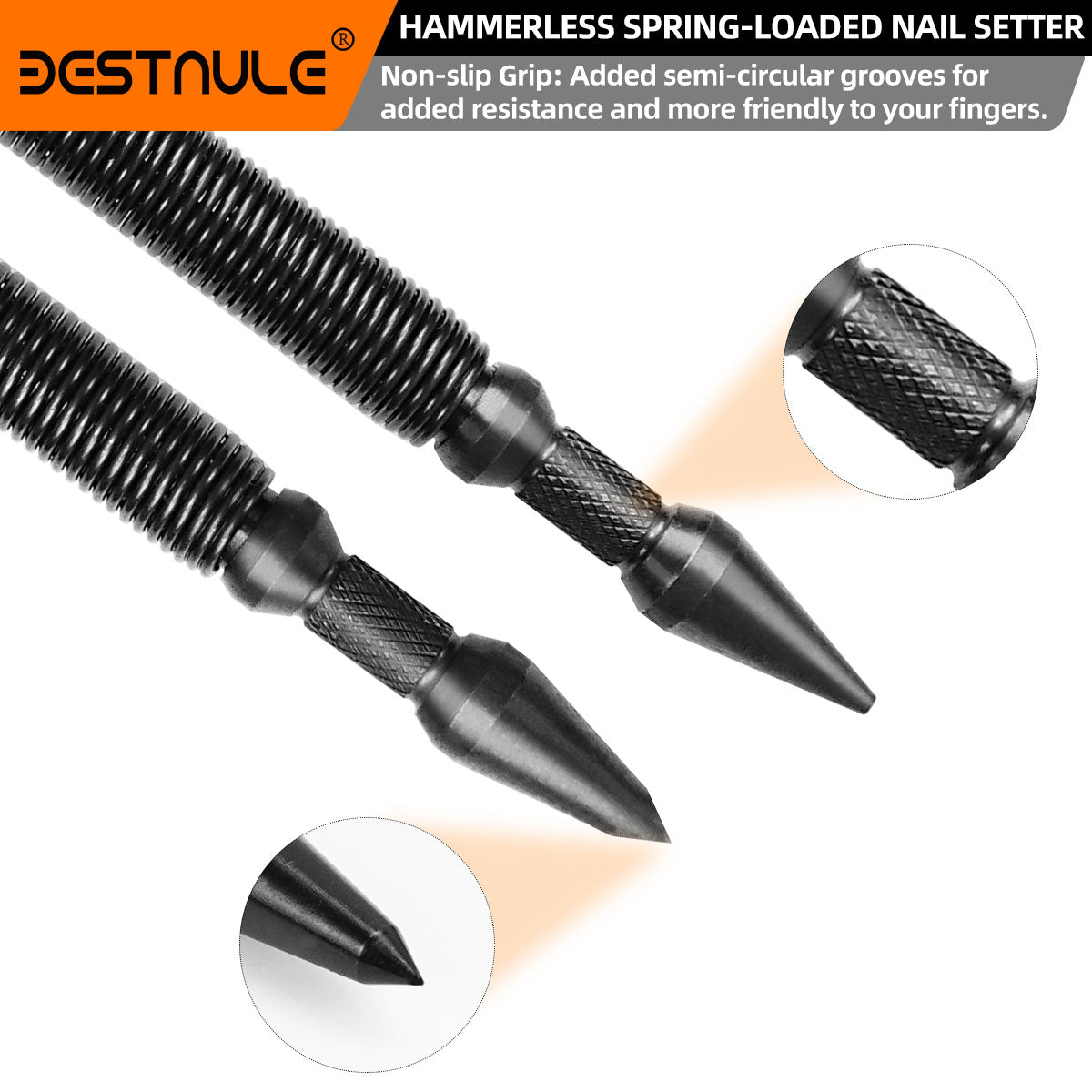 BESTNULE 1-Piece Nail Setter Dual Head Nail Set & Center Punch, Dual Head Center Punch, Spring Loaded Center Hole Punch, Hand Tool for Metal or Wood, Nail Setter, Nail Tool Features 1/16-in, 3/16-in