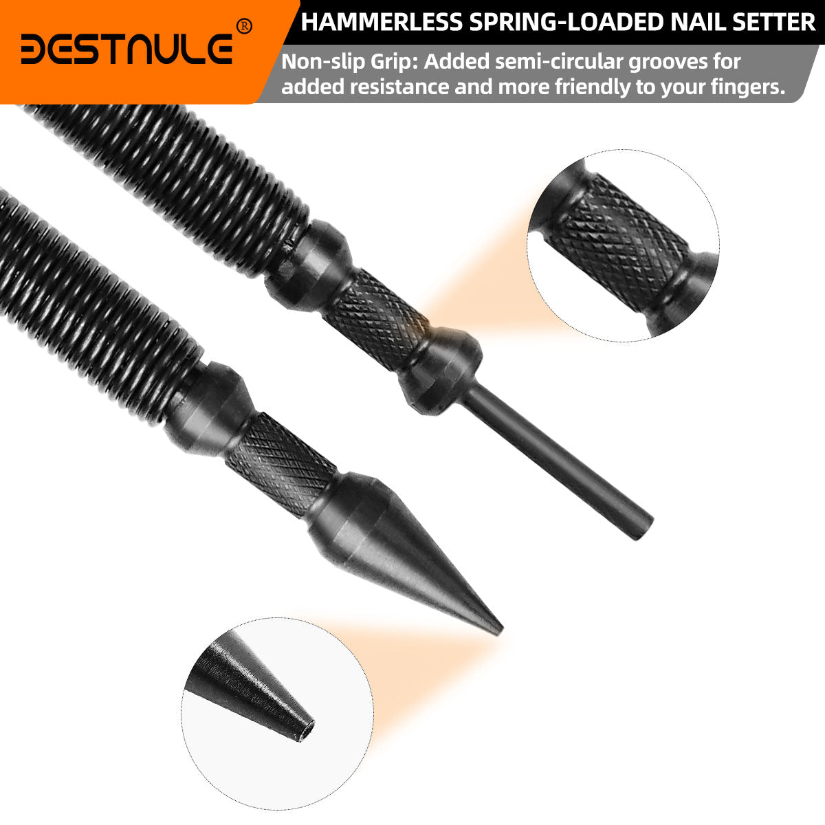 BESTNULE 2-Piece Nail Setter Dual Head Nail Set, Dual Head Nail Setter & Hinge Pin Remover Punch Set, Nail Setter Features 1/32-in, 1/16-in, 1/8-in
