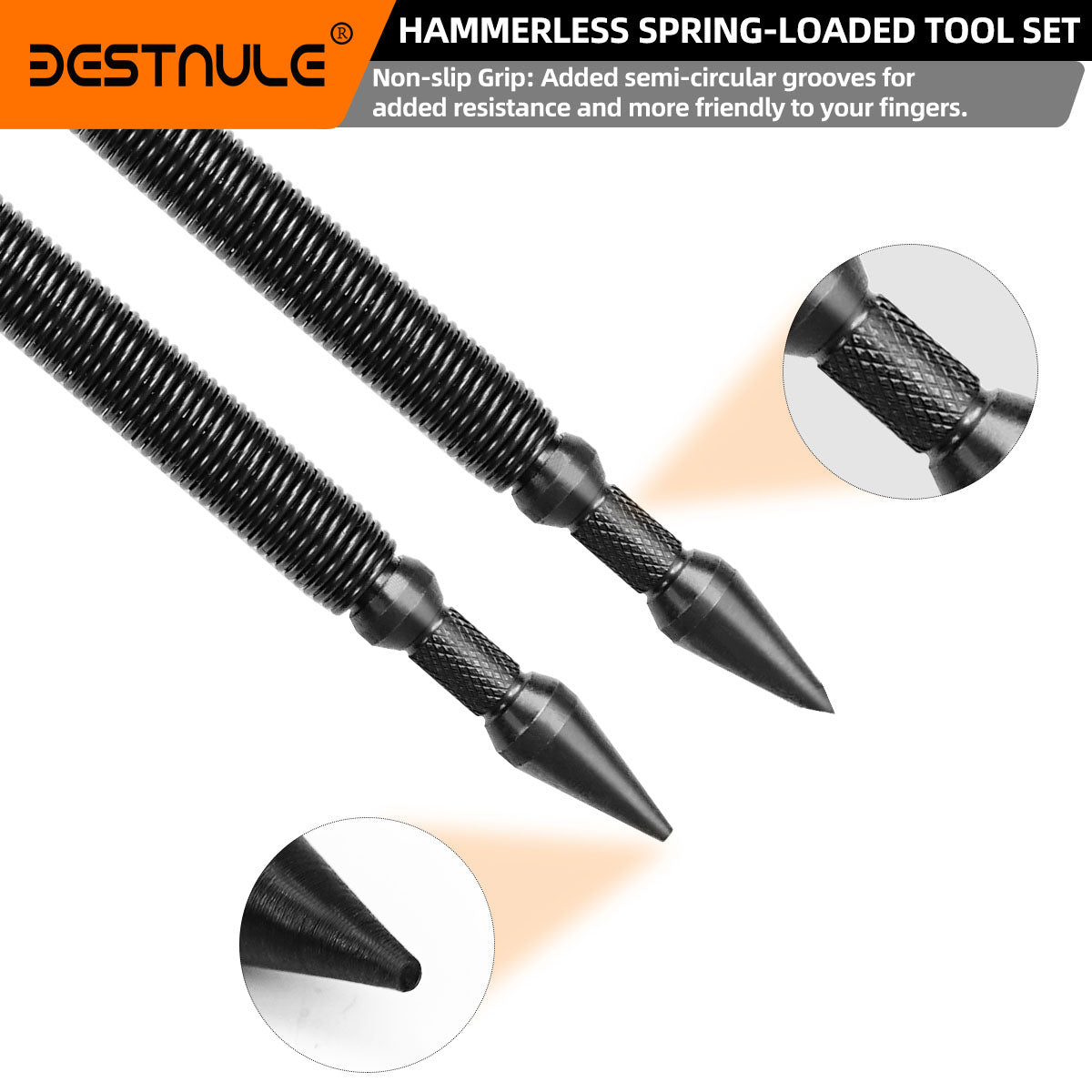 BESTNULE 5-Piece Nail Setter Dual Head Nail Set & Dual Head Center Punch & Hinge Pin Remover Punch Set, Spring Loaded Center Hole Punch, Nail Setter Features 1/8-in, 3/32-in, 3/16-in, 1/16-in, 1/32-in
