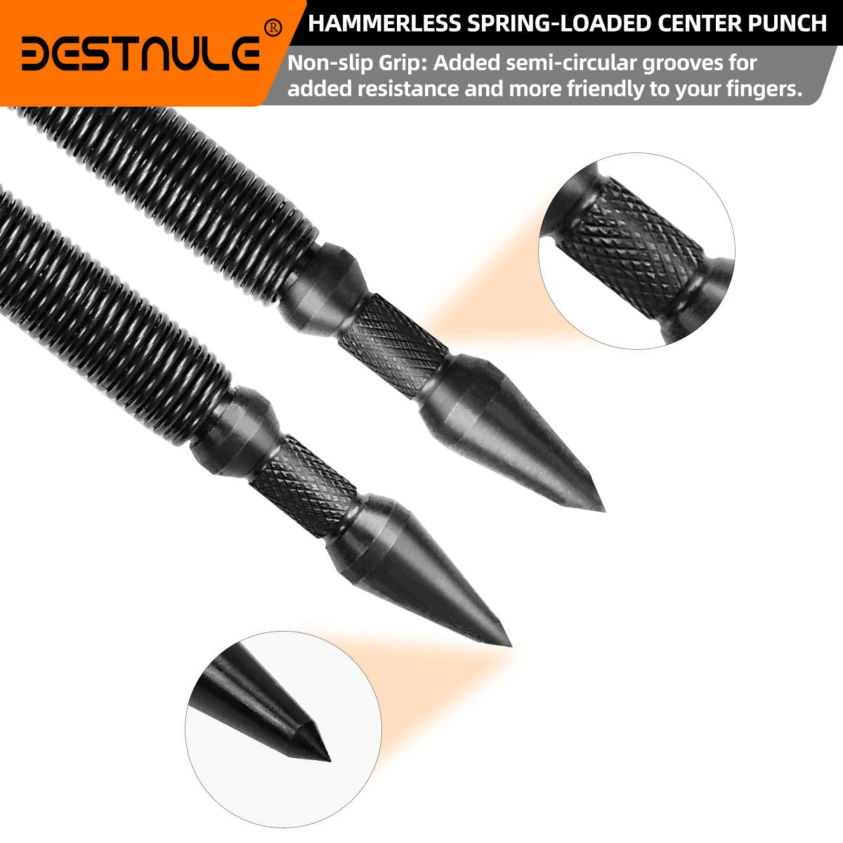 BESTNULE 1-Piece Nail Setter Dual Head Center Punch, Spring Loaded Center Hole Punch, Hand Tool for Metal or Wood, Nail Tool Features 1/8-in, 3/16-in