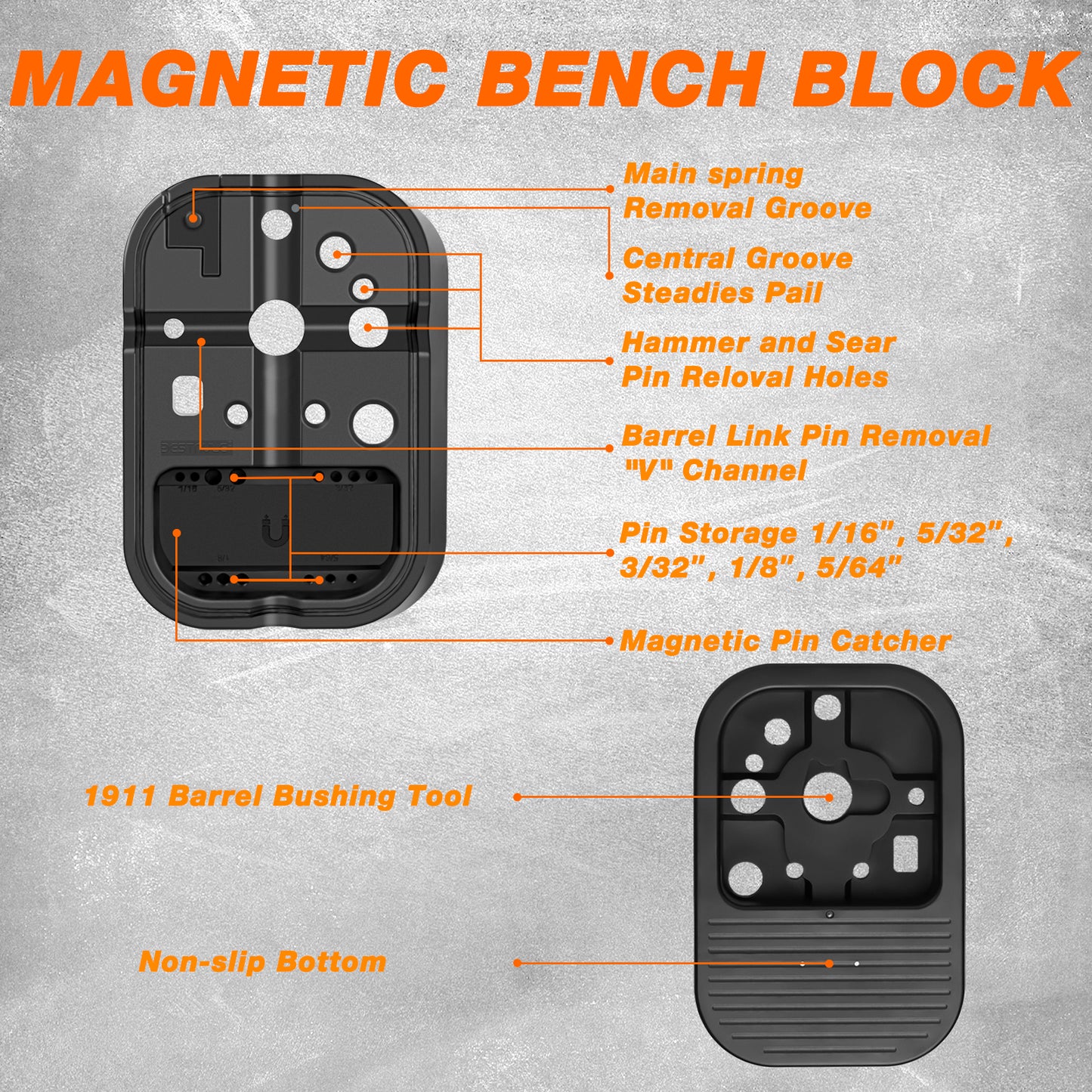 BESTNULE Punch Set, Pin Punches, Punch Tool, Roll Pin Punch Set, Made of High Quality Metal Material Including Punches and Hammer, Mechanical Repair Tool, with Organizer Storage Box (with Bench Block)