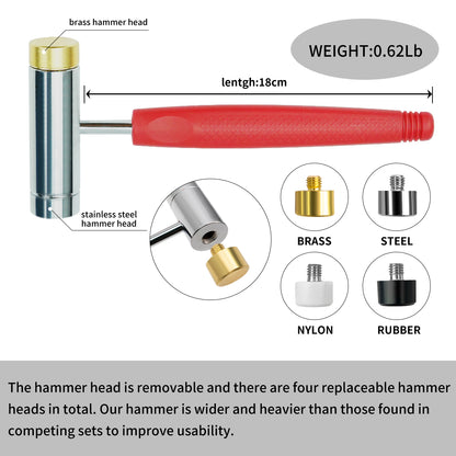 BESTNULE Roll Pin Punch Set, Punch Tools, Made of Solid Material Including Steel Punch and Hammer, Ideal for Machinery Maintenance with Organizer Storage Container (Without Bench Block)