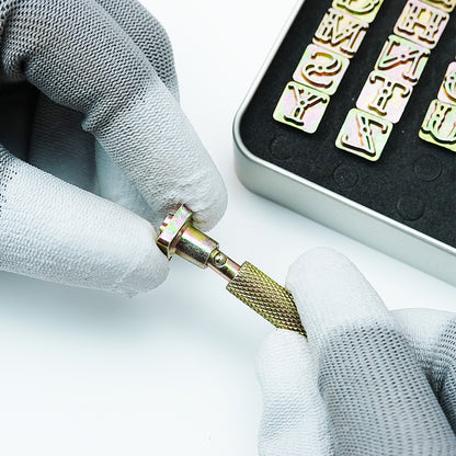 BESTNULE 27pcs Leather Stamps, Leather Stamping Kit, Leathercraft Stamping Tool Set, 26PCS Capital Letter Leather Stamps 9.5mm + 1 Stamping Handle for Leather Craft