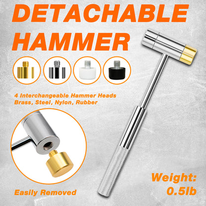 BESTNULE Punch Set, Pin Punches, Punch Tool, Roll Pin Punch Set, Made of High Quality Metal Material Including Punches and Hammer, Mechanical Repair Tool, with Organizer Storage Box (with Bench Block)