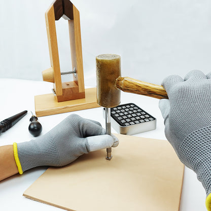 BESTNULE 37pcs Leather Stamps, Leather Stamping Kit, Leathercraft Stamping Tool Set, 26PCS Capital Letter Leather Stamps 6mm + 10pcs Number Stamps 6mm + 1 Stamping Handle for Leather Craft