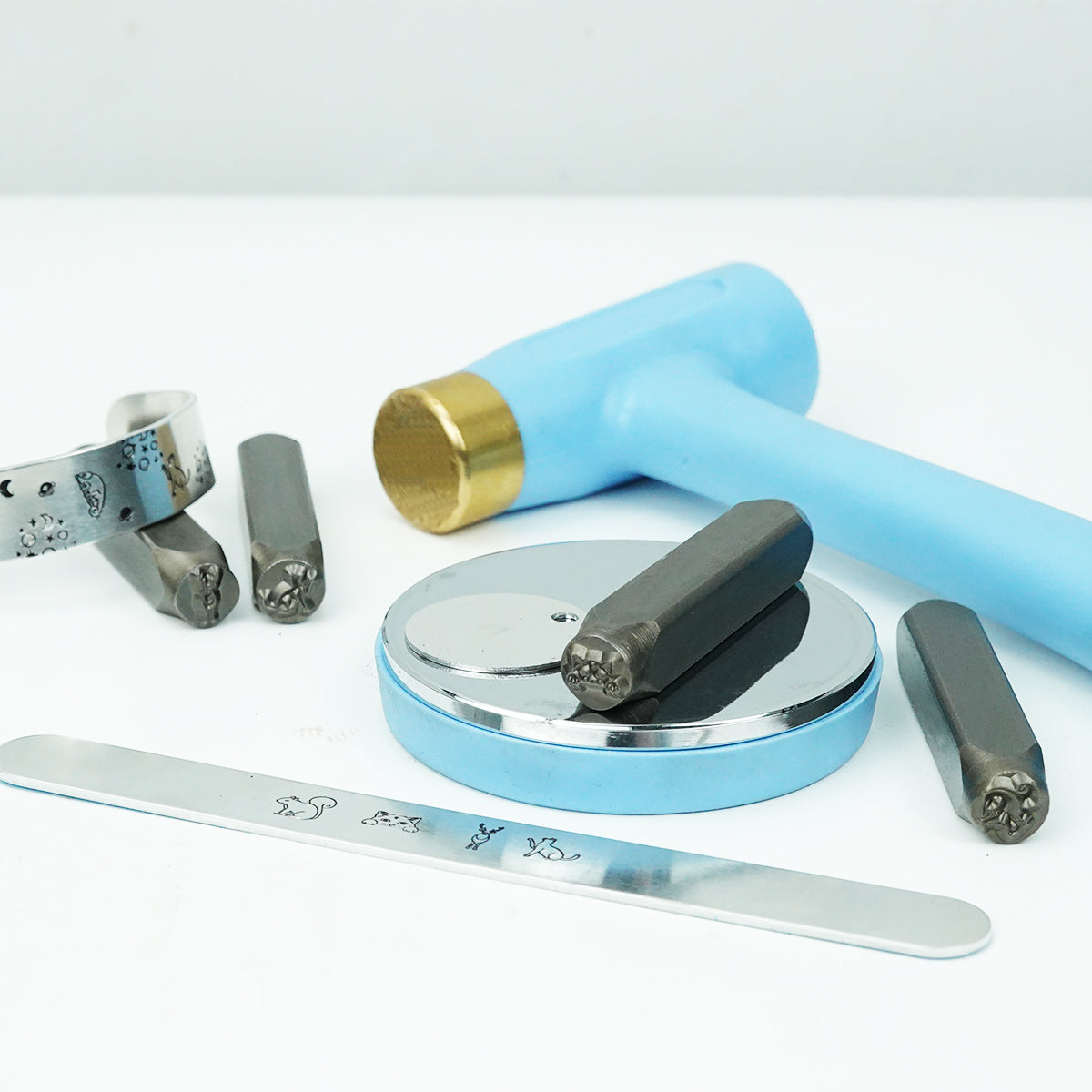 BESTNULE 4pcs Metal Design Stamps Punch Stamping Tool, Hard Carbon Steel Tools to Stamp or Punch Metal, Jewelry, Clay, Leather, Wood (Forest Animals 3)