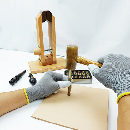 BESTNULE 37pcs Leather Stamps, Leather Stamping Kit, Leathercraft Stamping Tool Set, 26PCS Capital Letter Leather Stamps 5.5mm + 10pcs Number Stamps 6mm + 1 Stamping Handle for Leather Craft