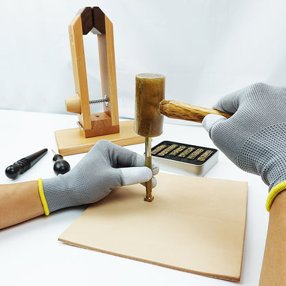 BESTNULE 27pcs Leather Stamps, Leather Stamping Kit, Leathercraft Stamping Tool Set, 26PCS Capital Letter Leather Stamps 9.5mm + 1 Stamping Handle for Leather Craft