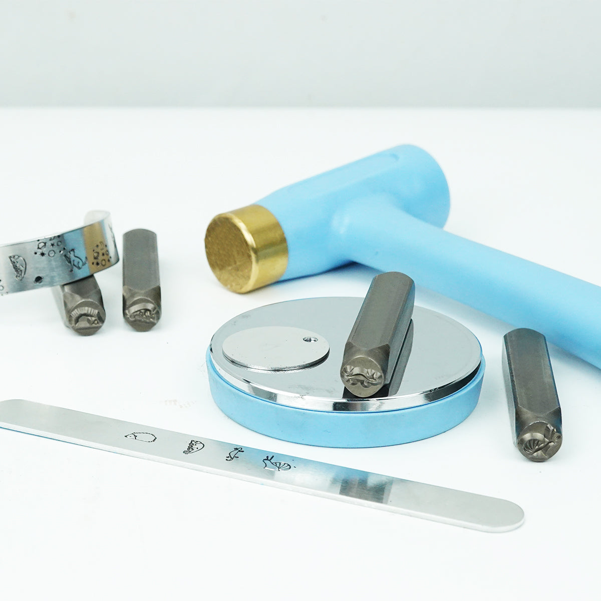 BESTNULE 4pcs Metal Design Stamps Punch Stamping Tool, Hard Carbon Steel Tools to Stamp or Punch Metal, Jewelry, Clay, Leather, Wood (Forest Animals 2)