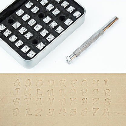BESTNULE 37pcs Leather Stamps, Leather Stamping Kit, Leathercraft Stamping Tool Set, 26PCS Capital Letter Leather Stamps 6mm + 10pcs Number Stamps 6mm + 1 Stamping Handle for Leather Craft