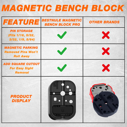 BESTNULE Punch Set, Pin Punches, Punch Tool, Roll Pin Punch Set, Made of High Quality Metal Material Including Punches and Hammer, Mechanical Repair Tool, with Organizer Storage Box (with Bench Block)