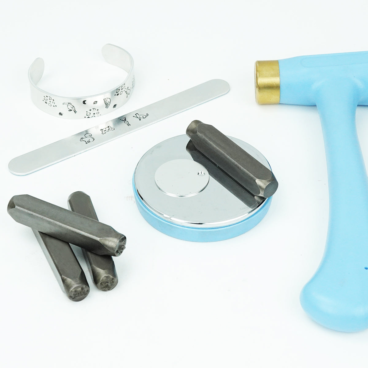 BESTNULE 4pcs Metal Design Stamps Punch Stamping Tool, Hard Carbon Steel Tools to Stamp or Punch Metal, Jewelry, Clay, Leather, Wood (Forest Animals 3)