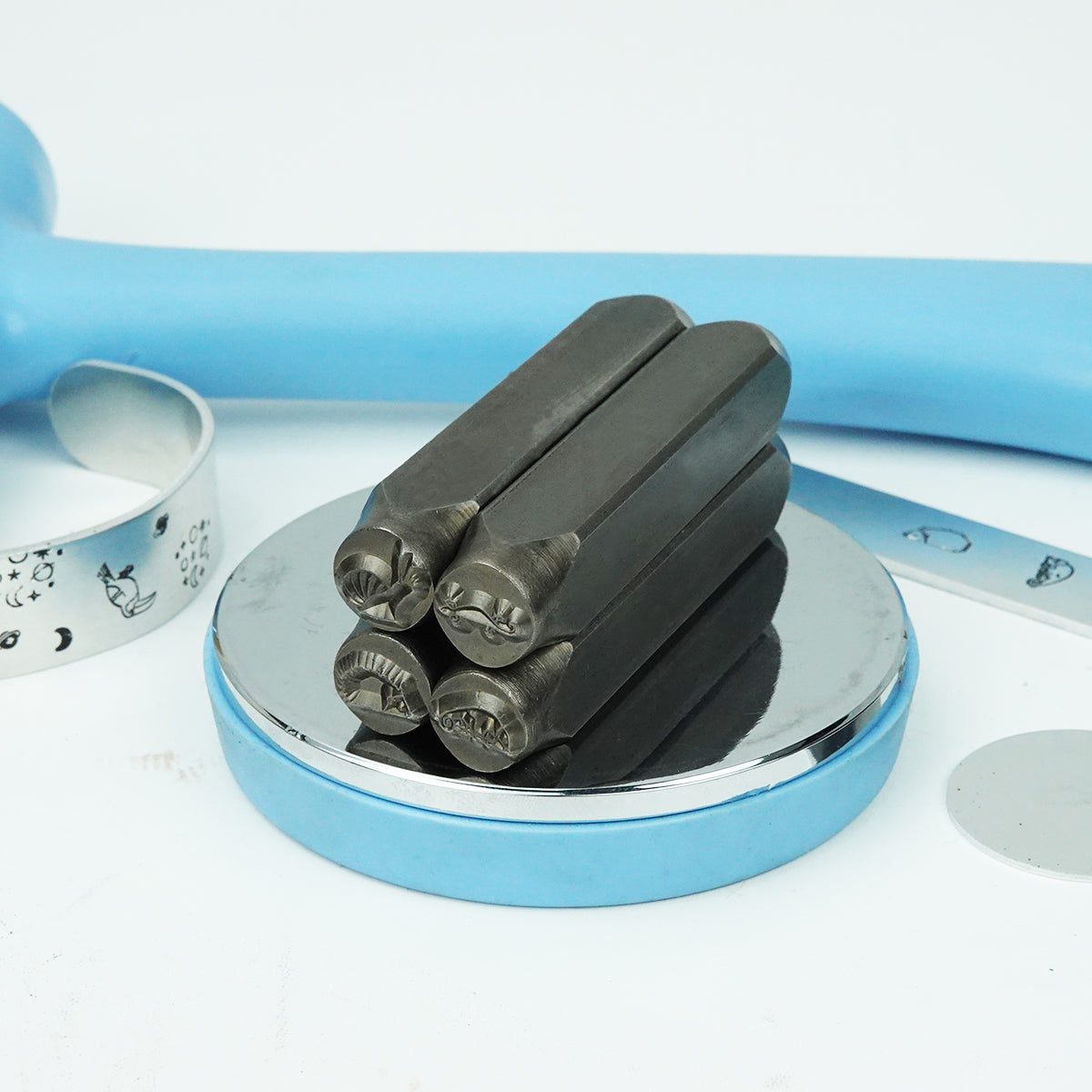 BESTNULE 4pcs Metal Design Stamps Punch Stamping Tool, Hard Carbon Steel Tools to Stamp or Punch Metal, Jewelry, Clay, Leather, Wood (Forest Animals 2)