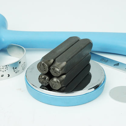 BESTNULE 4pcs Metal Design Stamps Punch Stamping Tool, Hard Carbon Steel Tools to Stamp or Punch Metal, Jewelry, Clay, Leather, Wood (Marine Life)