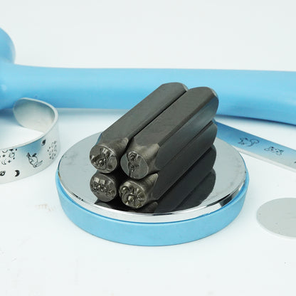 BESTNULE 4pcs Metal Design Stamps Punch Stamping Tool, Hard Carbon Steel Tools to Stamp or Punch Metal, Jewelry, Clay, Leather, Wood (Forest Animals 3)