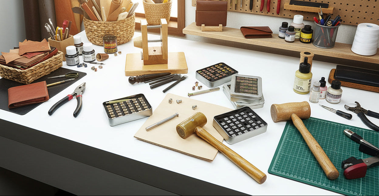 BESTNULE 37pcs Leather Stamps, Leather Stamping Kit, Leathercraft Stamping Tool Set, 26PCS Capital Letter Leather Stamps 6mm + 10pcs Number Stamps 6mm + 1 Stamping Handle for Leather Craft