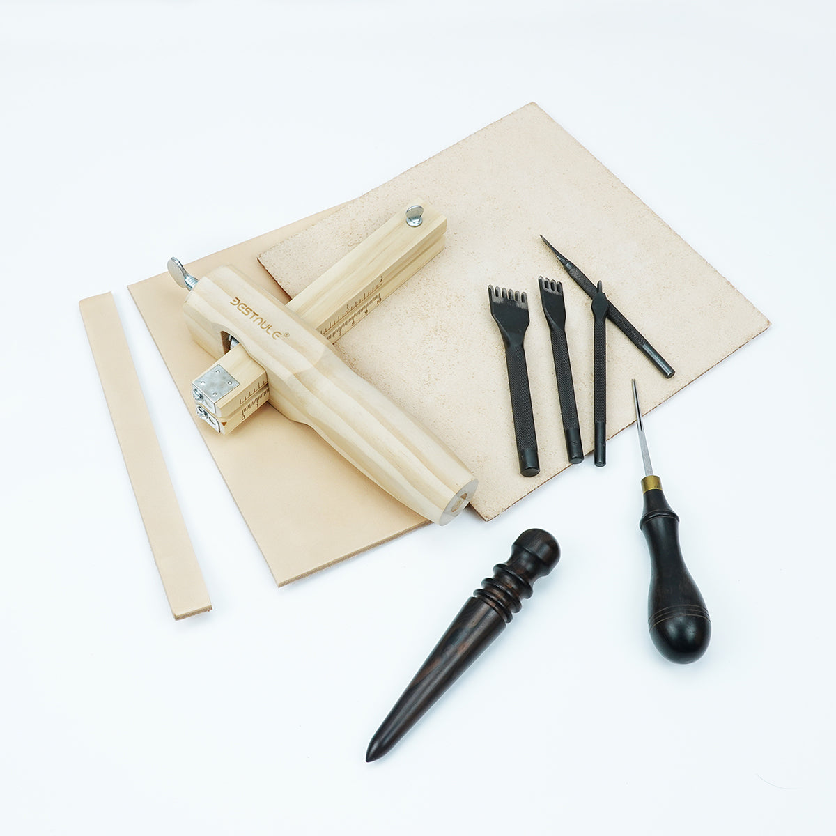 BESTNULE Leather Tools, Leather Strip and Strap Cutter, Leather Cutting Tool, Leather Cutter Adjustable with Blades